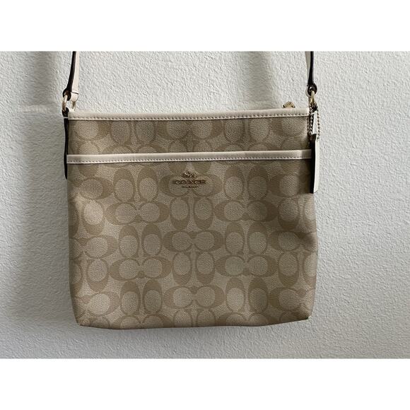 Coach Monogram Signature Shoulder Crossbody Bag Tan - Picture 2 of 12
